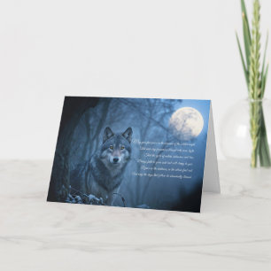 Winter Solstice vakantie gedicht met mooie wolf Kaart