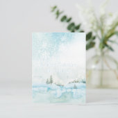 Winter Solstice Waterverf Woodland Winter Scene Briefkaart (Staand voorkant)