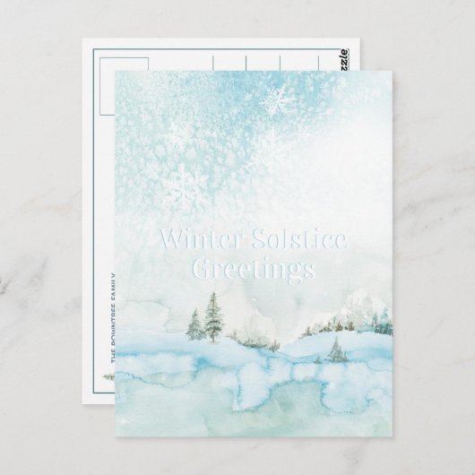 Winter Solstice Waterverf Woodland Winter Scene Briefkaart (Voorkant / Achterkant)
