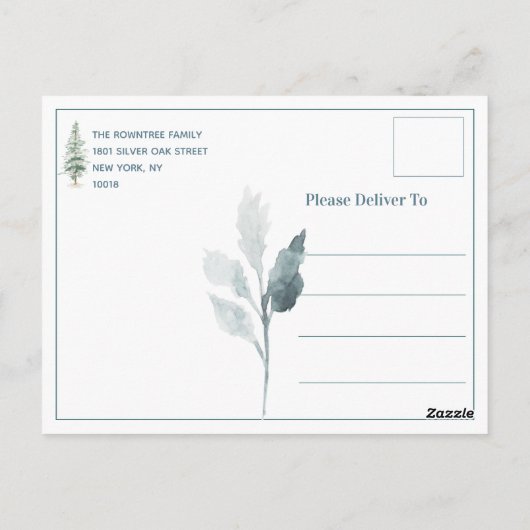 Winter Solstice Waterverf Woodland Winter Scene Briefkaart (Achterkant)