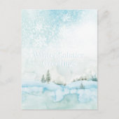 Winter Solstice Waterverf Woodland Winter Scene Briefkaart (Voorkant)