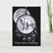 Winter Solstice White Wolf en Owl Dreamweaver Kaart (Voorkant)