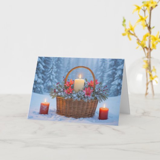 Winter Solstice with Candles Nature Pretty Kaart (Gele Bloem)