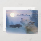 Winter Solstice Wolf & Buffalo Blessings Briefkaar Briefkaart (Voorkant / Achterkant)