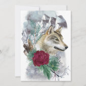Winter Solstice Wolf & Mountains Pagan Sabbat Feestdagenkaart (Voorkant)