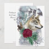 Winter Solstice Wolf & Mountains Pagan Sabbat Feestdagenkaart (Voorkant / Achterkant)