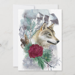 Winter Solstice Wolf & Mountains Pagan Sabbat Feestdagenkaart