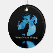 Winter Solstice Wolf Owl en Winter Moon Keramisch Ornament (Links)
