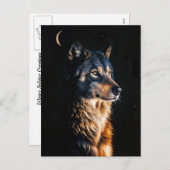Winter Solstice Wolf Wolves Crescent Moon Yule Feestdagenkaart (Voorkant / Achterkant)
