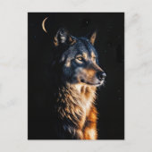 Winter Solstice Wolf Wolves Crescent Moon Yule Feestdagenkaart (Voorkant)