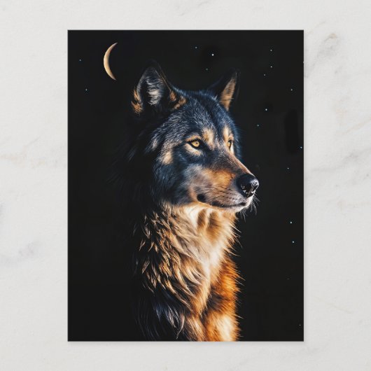 Winter Solstice Wolf Wolves Crescent Moon Yule Feestdagenkaart (Voorkant)