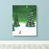 Winter Solstice Wonder Rabbit Art beroemd gemaakt Canvas Afdruk (Insitu (Houten vloer))