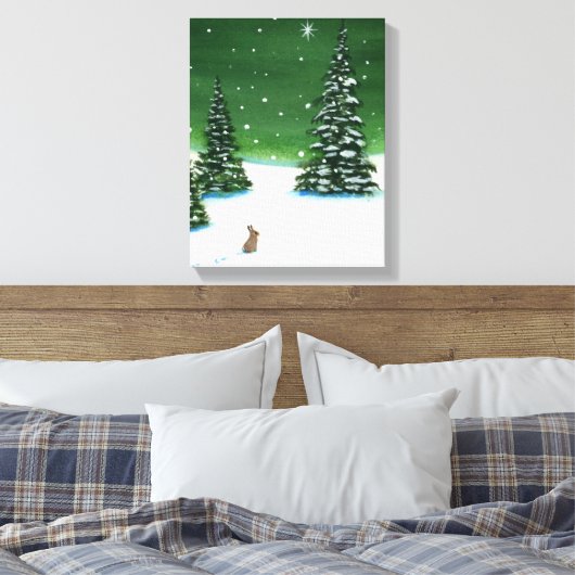 Winter Solstice Wonder Rabbit Art beroemd gemaakt Canvas Afdruk (Insitu (Slaapkamer))