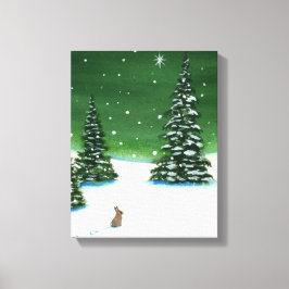 Winter Solstice Wonder Rabbit Art beroemd gemaakt Canvas Afdruk