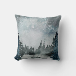 Winter Solstice Woodland Forest Night Sky Scene Kussen