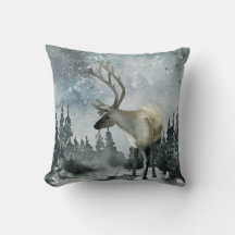 Winter Solstice Woodland Forest Stag Deer Throw Pi