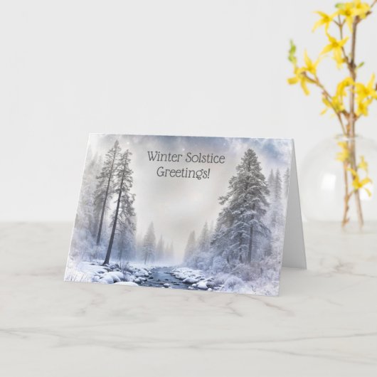 Winter Solstice Yule Beautiful Snow Nature Kaart (Gele Bloem)