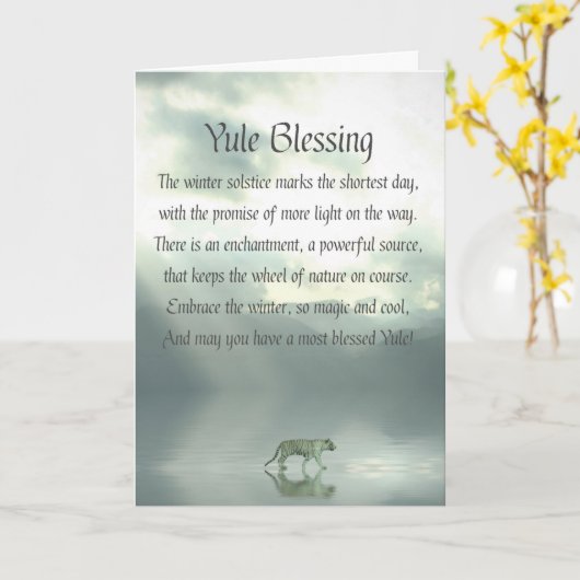 Winter Solstice Yule Blessings Kaart (Gele Bloem)