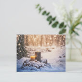 Winter Solstice Yule Candles in Snow Feestdagenkaart (Staand voorkant)