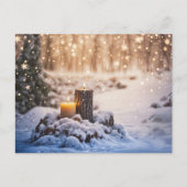 Winter Solstice Yule Candles in Snow Feestdagenkaart (Voorkant)