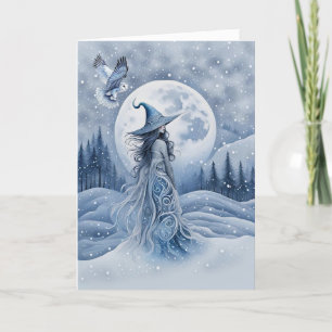 Winter Solstice Yule Folk Art Geïnspireerd Witchy  Kaart