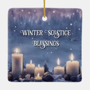 Winter Solstice Yule Kaarsen in de sneeuw Keramisch Ornament