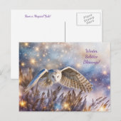 Winter Solstice Yule magische uil betoverd Feestdagenkaart (Voorkant / Achterkant)