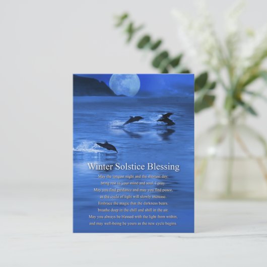 Winter Solstice Yule met dolfijnen Briefkaart (Staand voorkant)