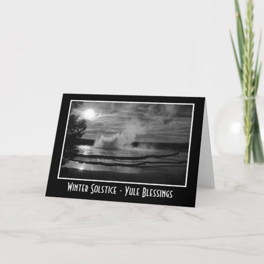 Winter Solstice Yule met golven die water spatten Feestdagen Kaart (Voorkant)