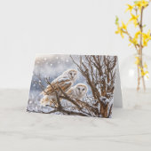 Winter Solstice Yule met uilen in de sneeuw Kaart (Gele Bloem)