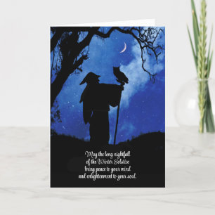 Winter Solstice Yule Mystical met Owl en maan Kaart