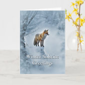 Winter Solstice Yule Natuur met mooie rode vos Kaart (Gele Bloem)