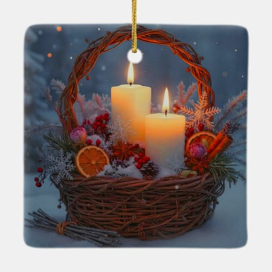 Winter Solstice Yule Specerijen Kaarsen Keramisch Ornament (Achterkant)