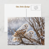 Winter Solstice Yule Uilen Sneeuw Feestdagenkaart (Voorkant / Achterkant)