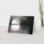 Winter Solstice Yule with moon over water Feestdagen Kaart (Voorkant)