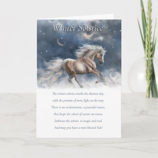 Winter Solstice Yule zegenend gedicht Paard Kaart (Voorkant)