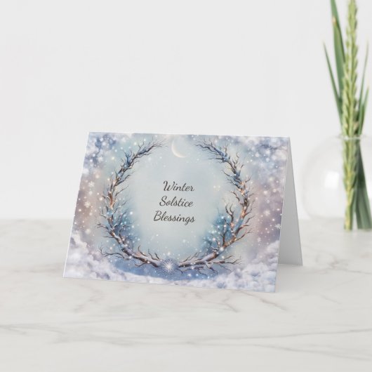 Winter Solstitie Yule Boheemse Uitzicht Krans Kaart (Voorkant)