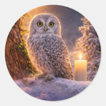 Winter Solstitie Yule Uil en Kaars Sneeuw