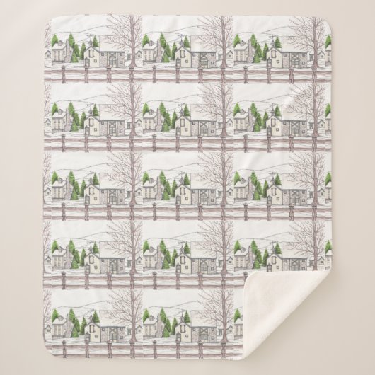 Winter Soltice Boerderij Sherpa Blanket Deken (Voorkant)