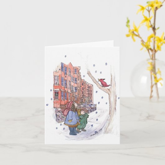 Winter Song Holiday Kaart (Gele Bloem)