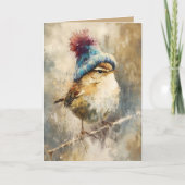 Winter Songbird in Knit Hat | Fawn Greeting Kaart (Voorkant)
