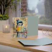 Winter Songbird in Knit Hat | Powder Ash Greeting Kaart