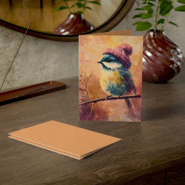 Winter Songbird in Knit Hat | Tumbleweed Greeting Kaart