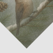 Winter Songbirds on a Snowy Branch Tissuepapier (Detail)