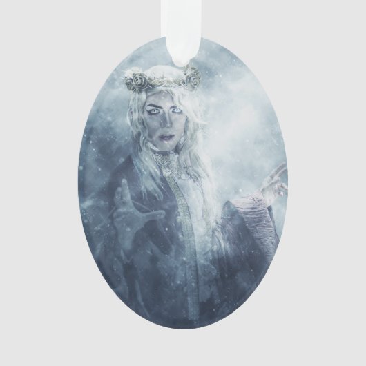 Winter Sorceress Fantasy Snow Queen Witch Ornament (voorkant)