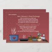Winter Soup Exchange-uitnodiging Kaart (Voorkant / Achterkant)