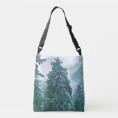 Winter sparboom met sneeuw crossbody tas (Achterkant)