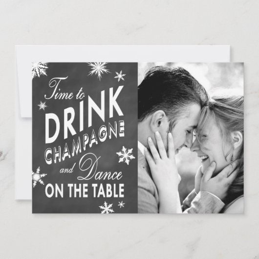 Winter sparen de Tijd van de Datum om Champagne te Save The Date (Voorkant)