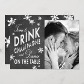 Winter sparen de Tijd van de Datum om Champagne te Save The Date (Voorkant / Achterkant)