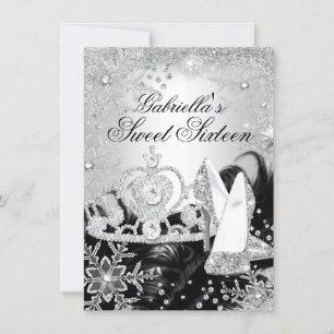 Winter Sparkle Sneeuwvlok Zilver Zoete 16 Uitnodig Kaart